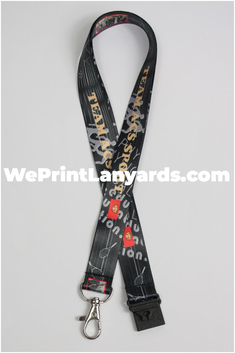 Black printed sport team group lanyard