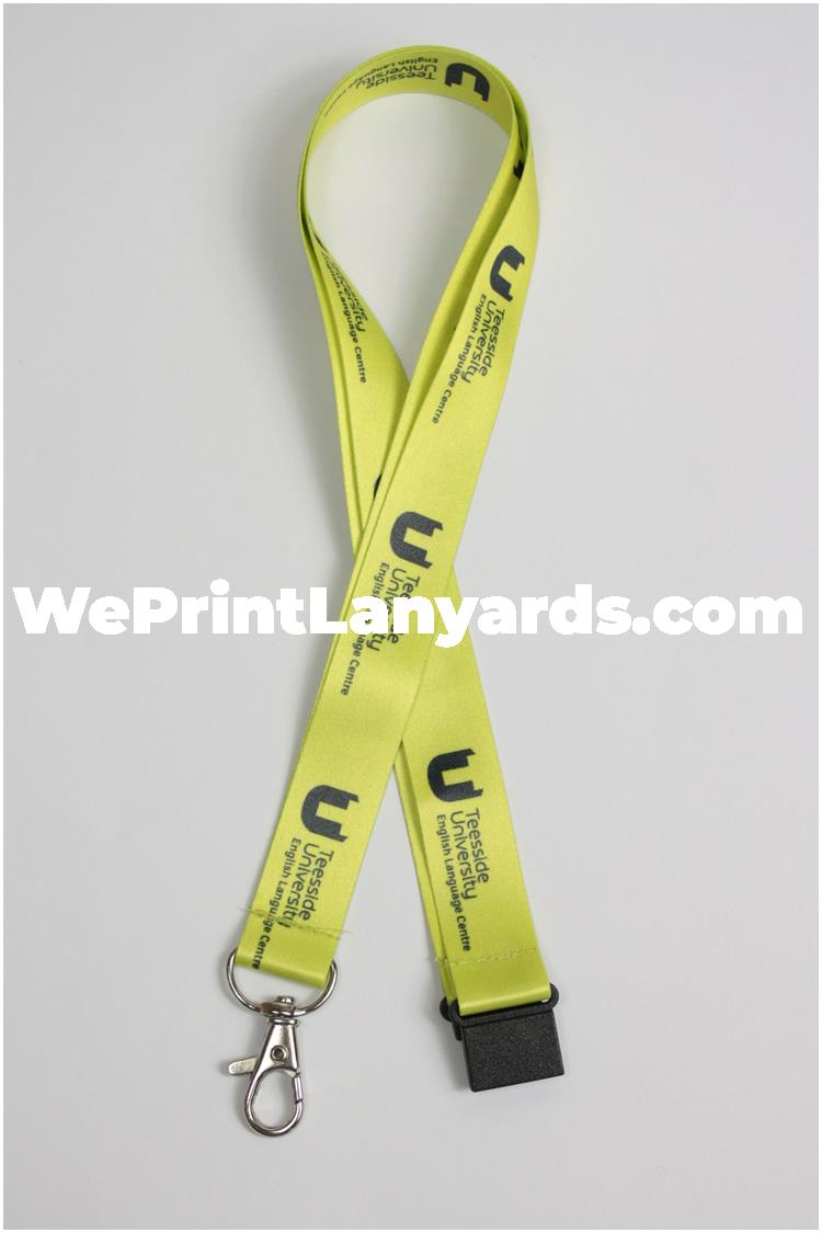 University logo printed yellow lanyard