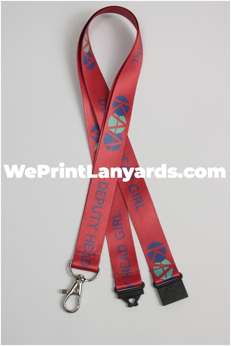 red head girl school logo printed lanyard