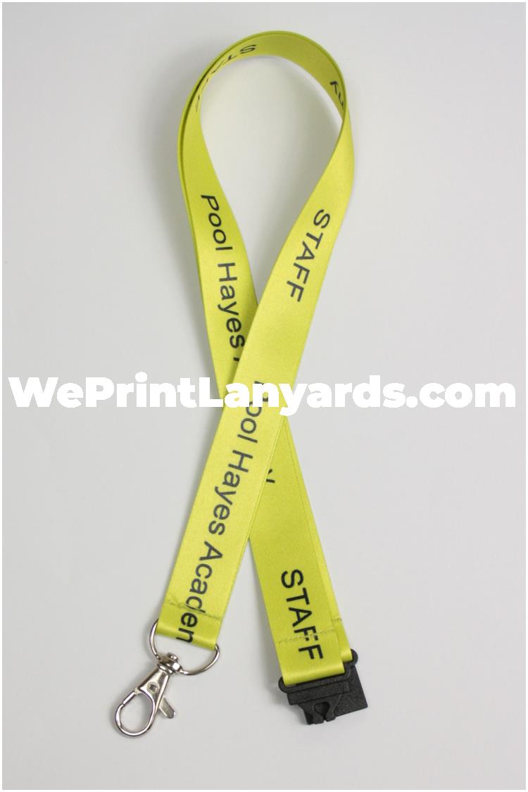 Yellow school academy bespoke printed lanyard
