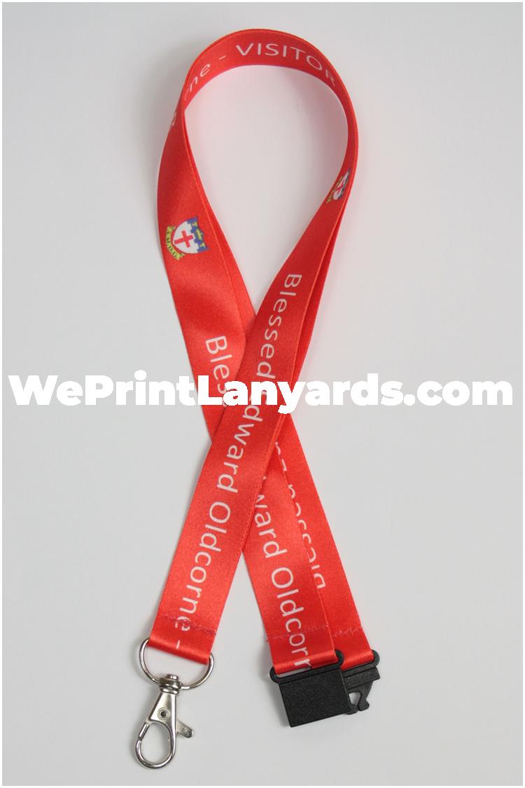 Red bespoke school printed lanyard