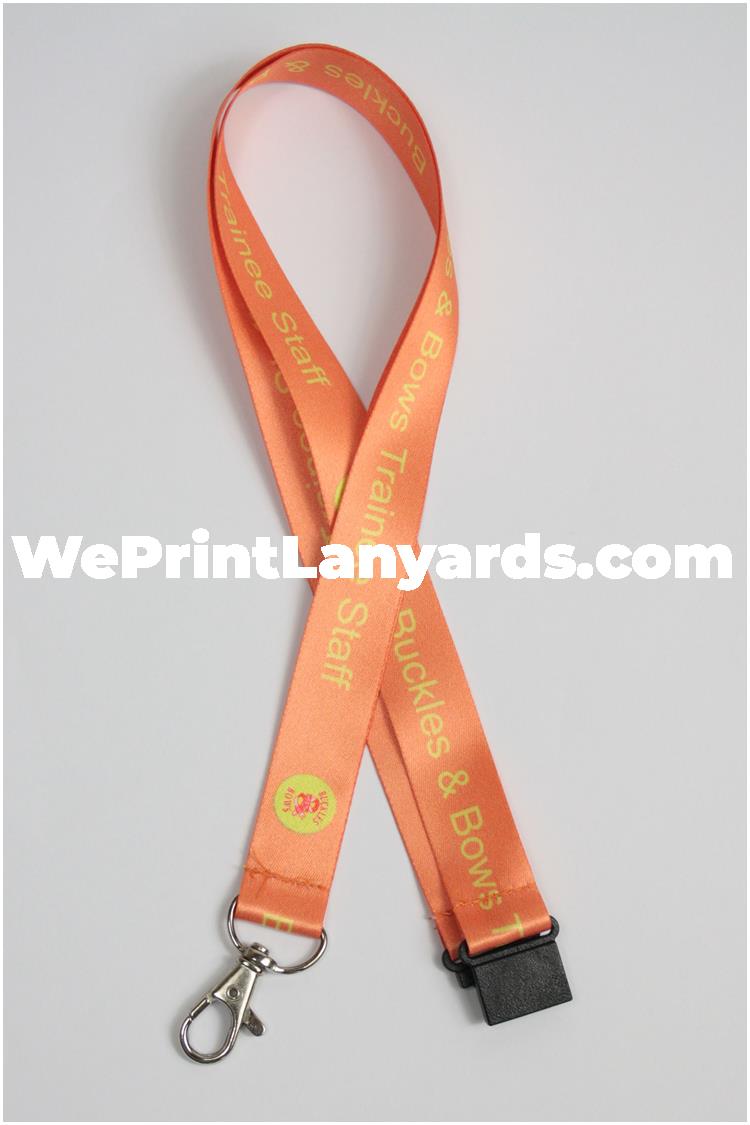 Peach school staff logo printed lanyard