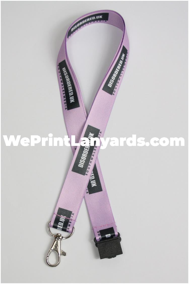 Purple lavender lanyard with black printed logo