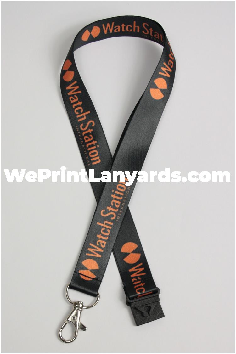 black logo printed retail lanyard