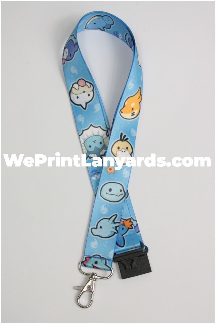 Full colour blue fun funky cool cartoon lanyard