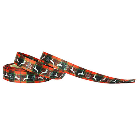 Christmas Tartan Stag Ribbon