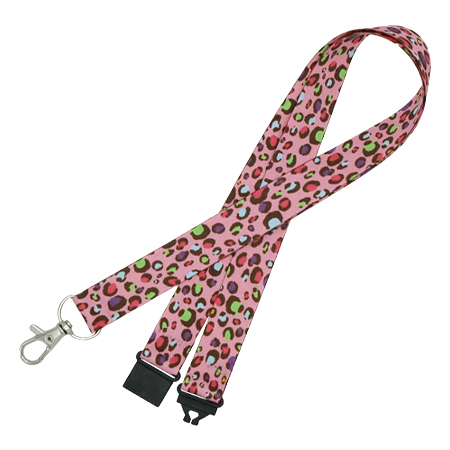 Pink Leopard Multi Coloured Lanyard